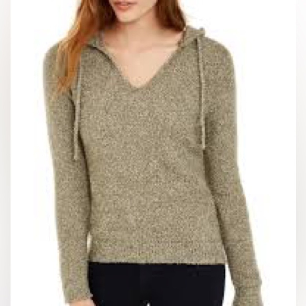 Crave Fame Women’s Gray Fuzzy Pullover Hoodie Sweater